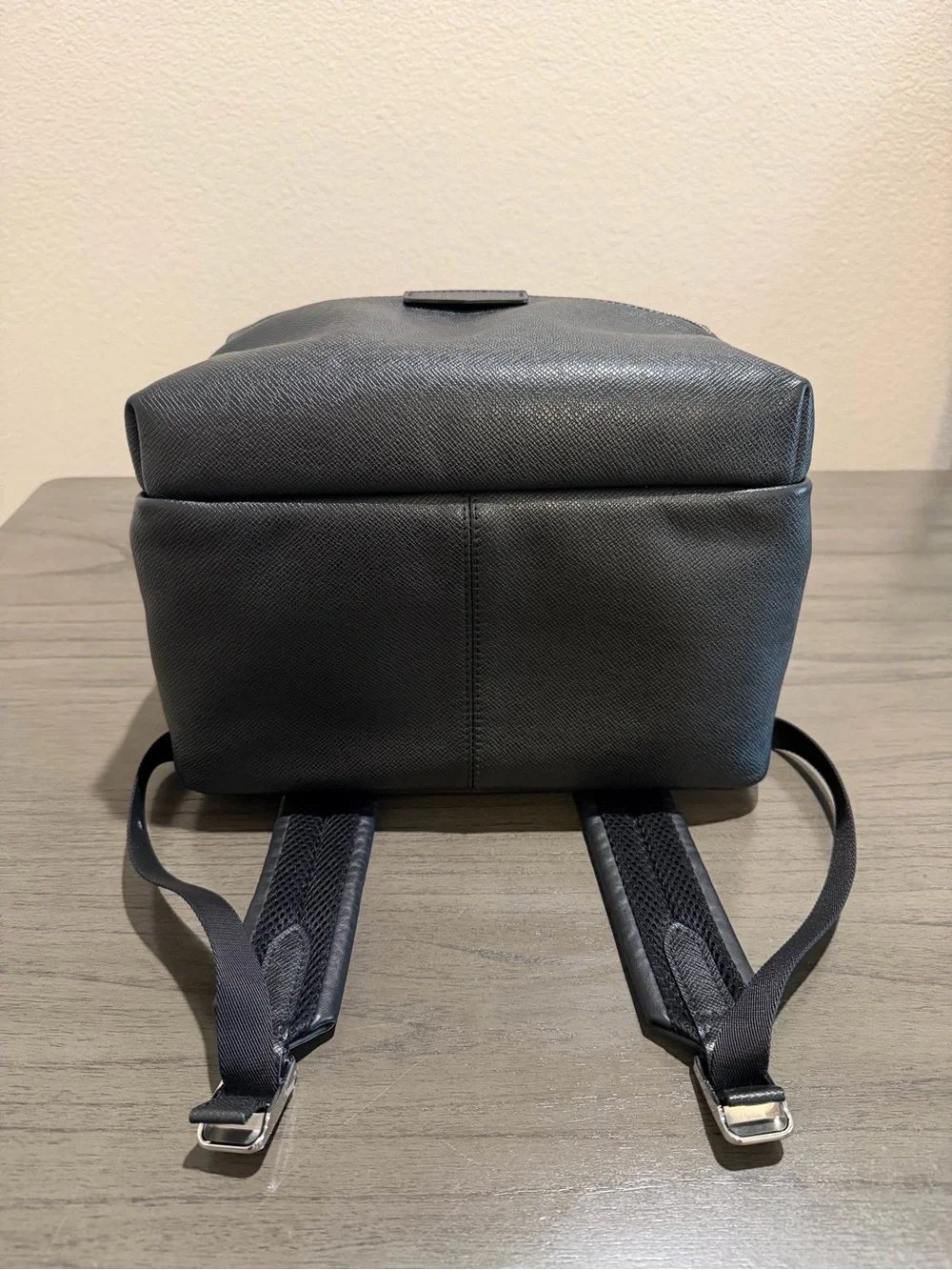 Louis Vuitton Black Leather Backpack with Silver Hardware